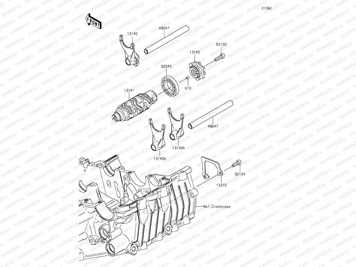 Gear Change Drum & Shift Forks