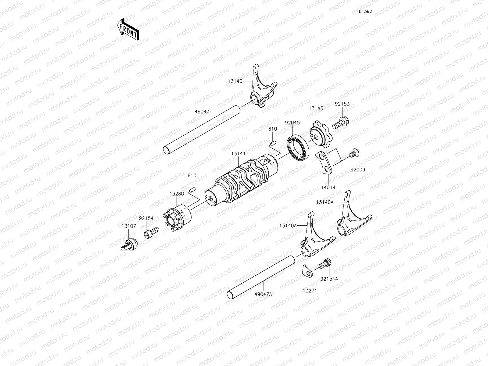 Gear Change Drum & Shift Forks
