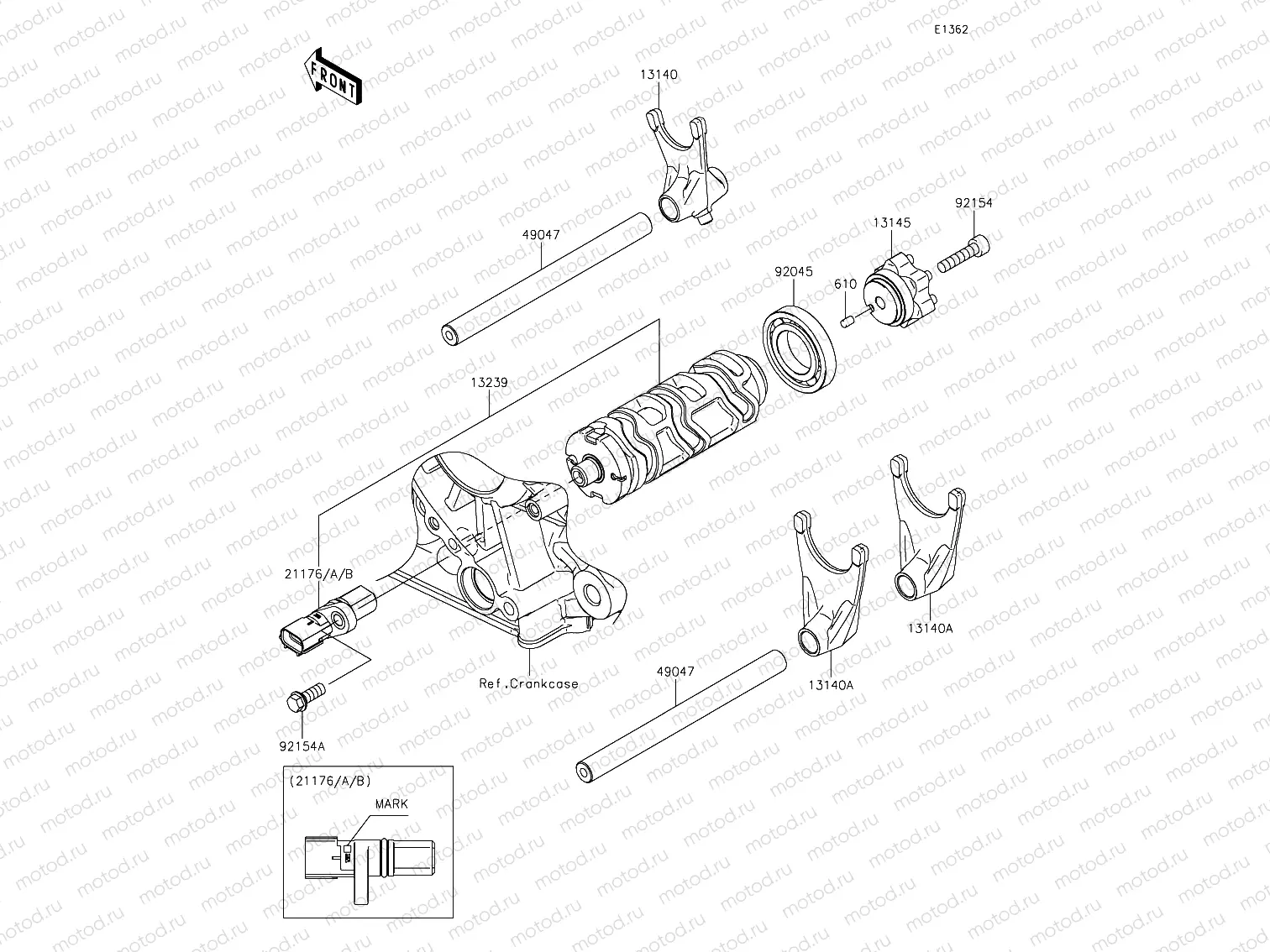 Gear Change Drum & Shift forks