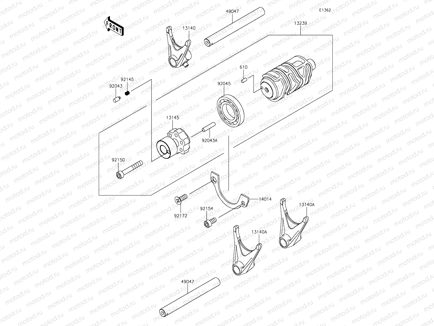 Gear Change Drum & Shift Forks