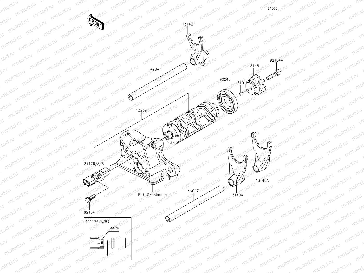 Gear Change Drum & Shift Forks