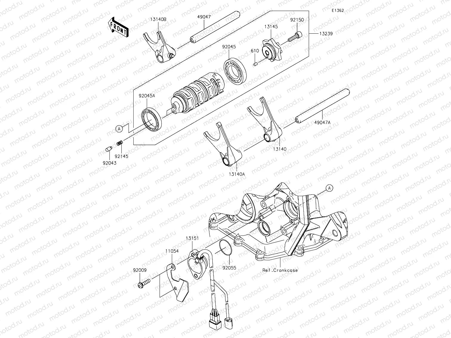 Gear Change Drum & Shift Forks