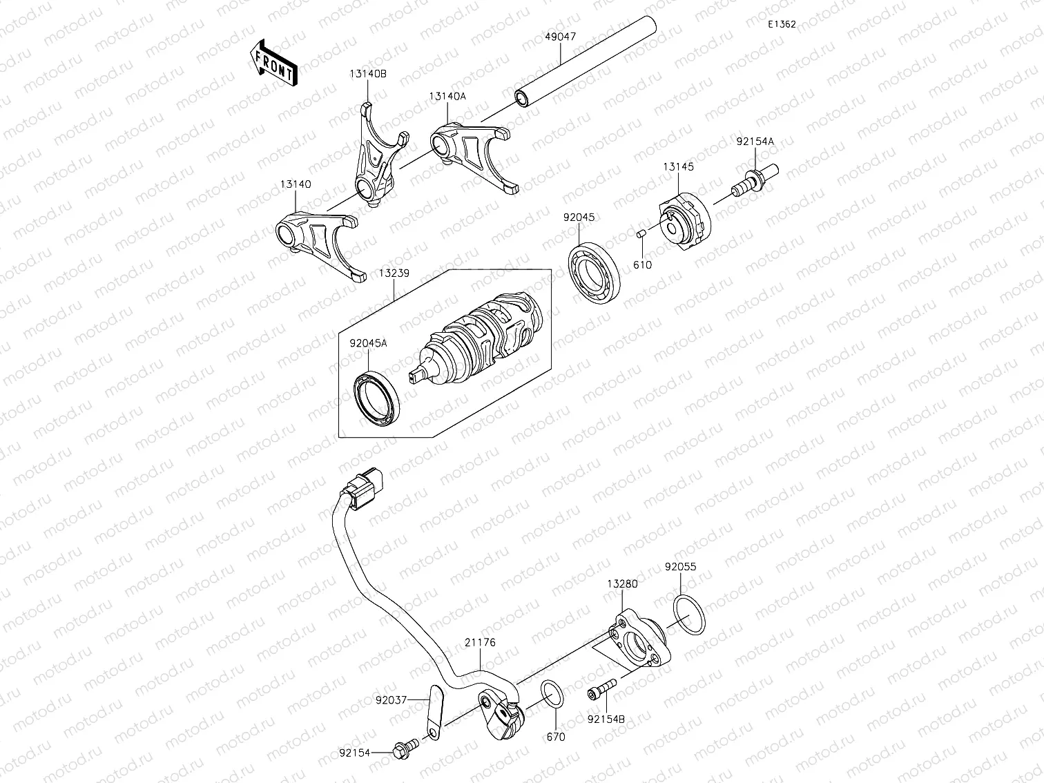 Gear Change Drum & Shift Forks
