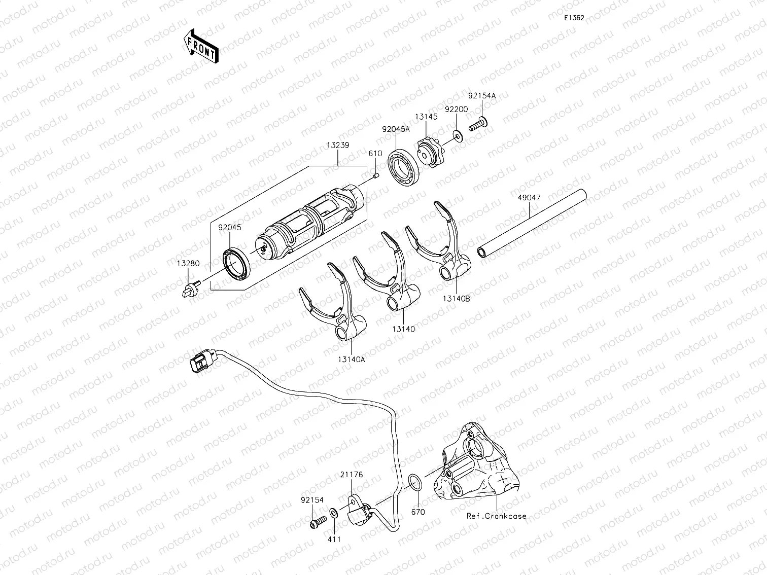 Gear Change Drum & Shift Forks