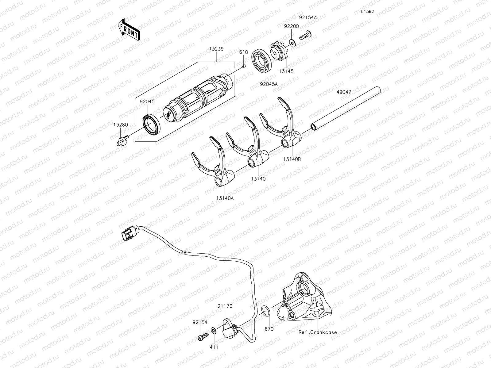Gear Change Drum & Shift Forks