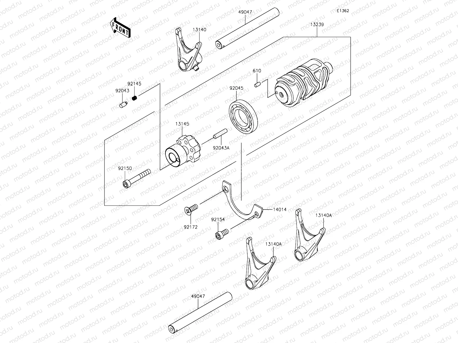Gear Change Drum & Shift Forks