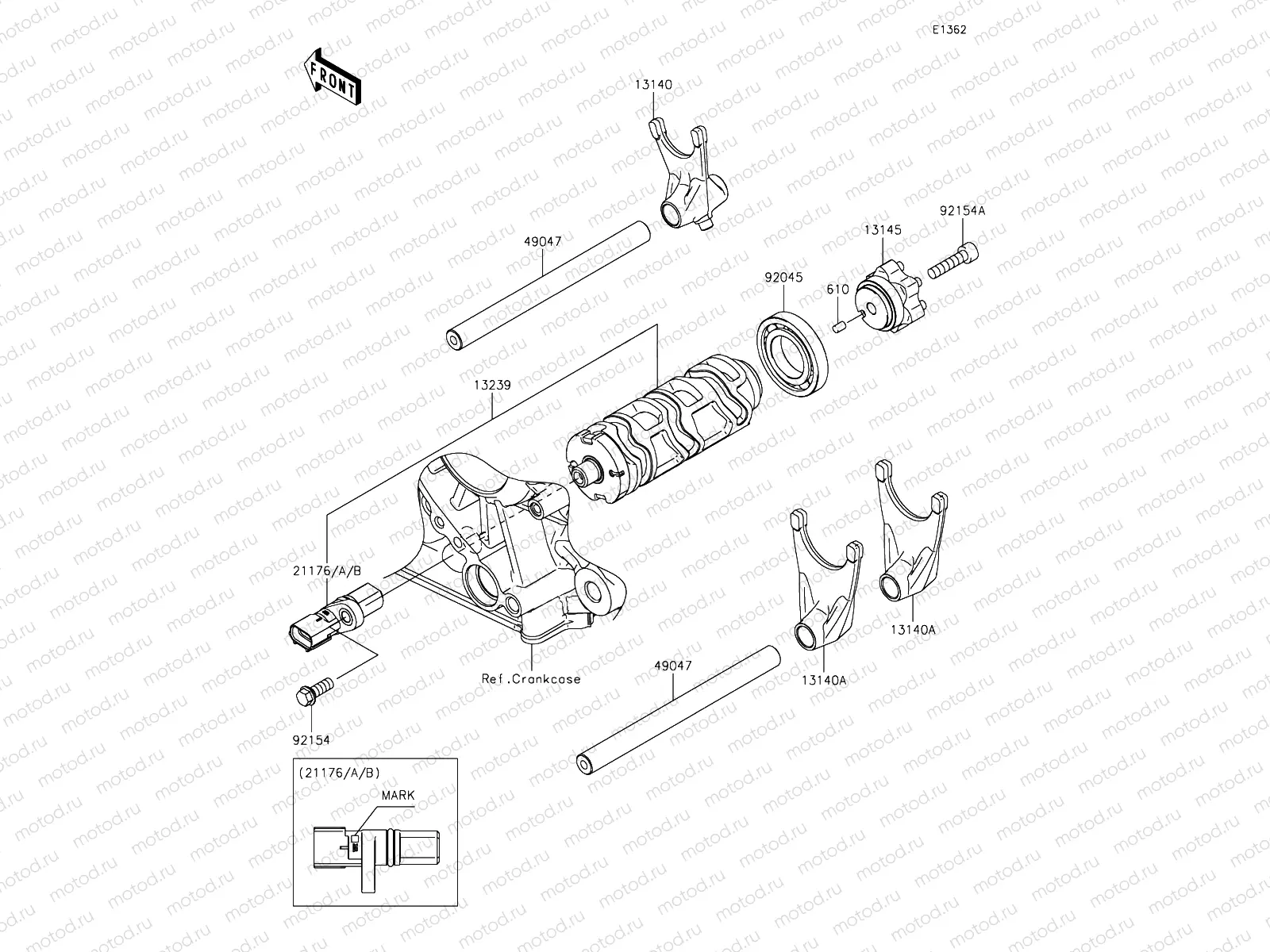 Gear Change Drum & Shift Forks