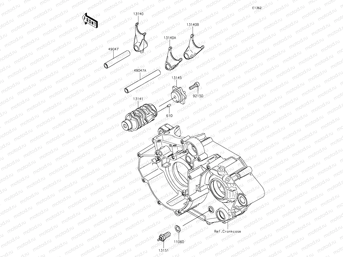 Gear Change Drum & Shift Forks