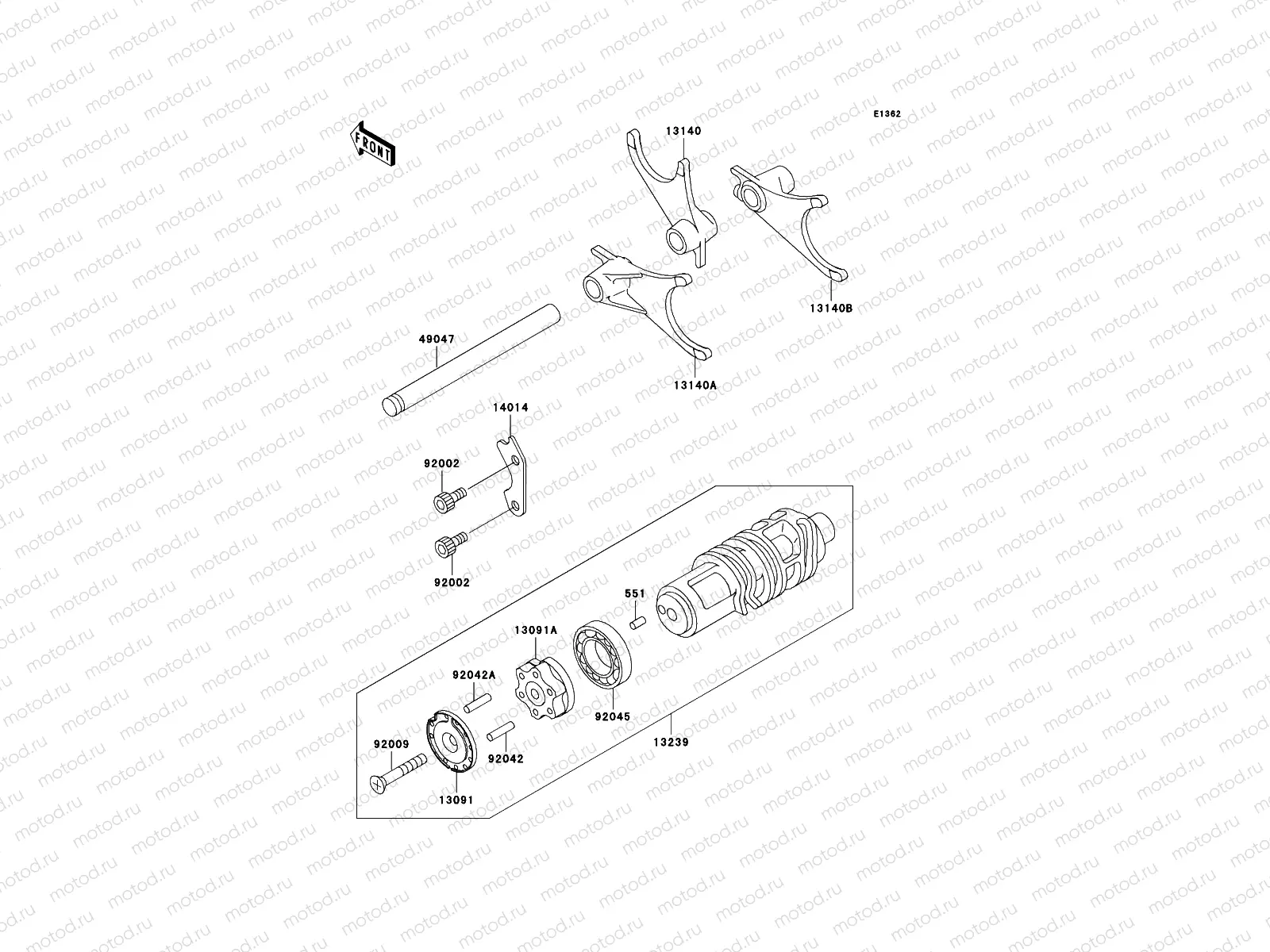 Gear Change Drum/Shift Fork(s)