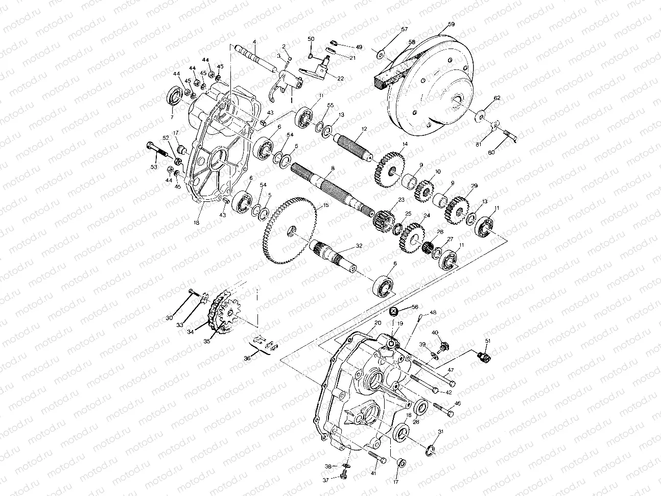 Gearcase Assembly 1988 2X4 Update - 4/14/88 (4914771477025A) | Gearcase Assembly 1988 2X4 Update - 4/14/88 (4914771477025A)