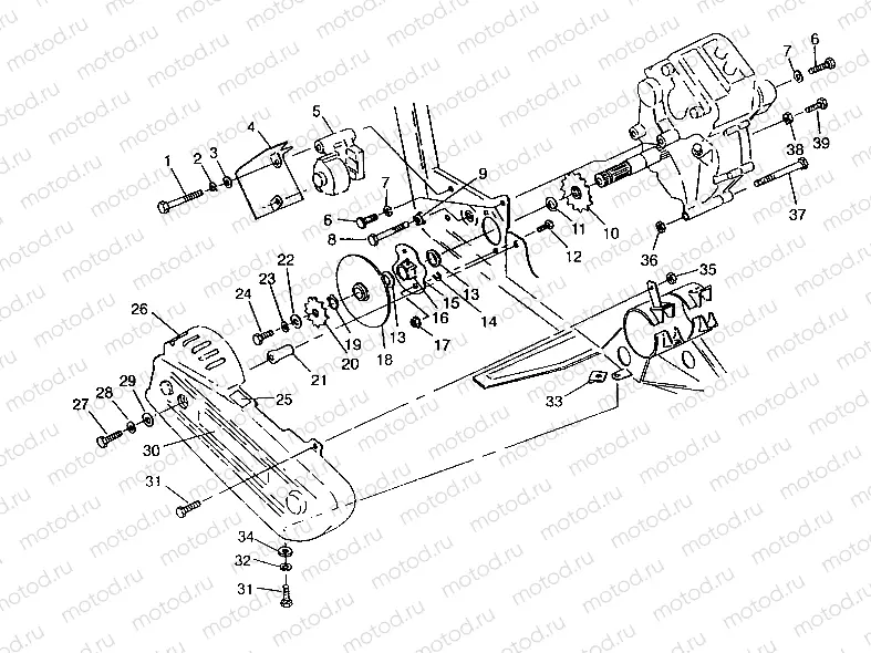 GEARCASE/BRAKE and CHAIN COVER MOUNTING 6x6 400L | GEARCASE/BRAKE and CHAIN COVER MOUNTING 6x6 400L, SWEDISH S948740 and  NORW (4926812681035A)