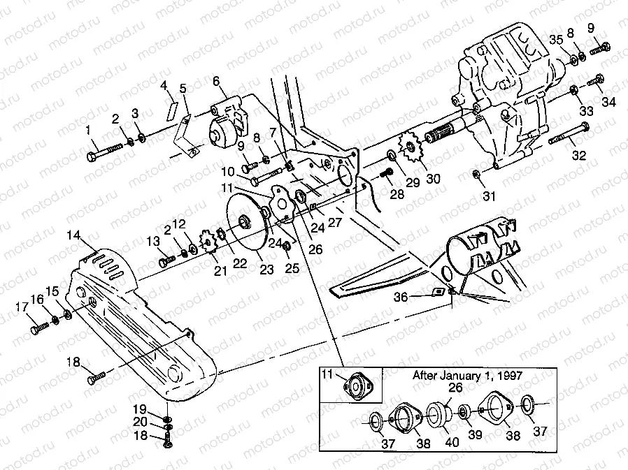GEARCASE/BRAKE and CHAIN COVER MOUNTING BIG BOSS 6X6 400L W97AE38A (4940814081C008) | GEARCASE/BRAKE and CHAIN COVER MOUNTING BIG BOSS 6X6 400L W97AE38A (4940814081C008)