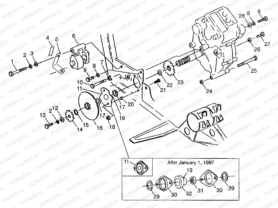 GEARCASE/BRAKE and CHAIN COVER MOUNTING XPLORER 300 W97CC28C (4939813981C005) | GEARCASE/BRAKE and CHAIN COVER MOUNTING XPLORER 300 W97CC28C (4939813981C005)