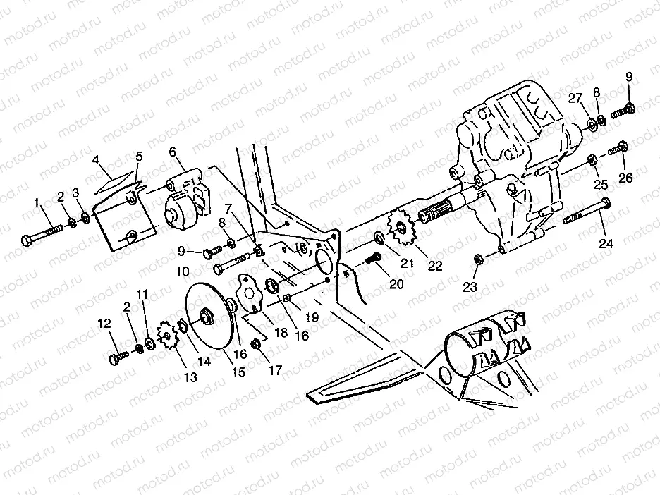 GEARCASE/BRAKE and CHAIN COVER MOUNTING XPLORER 400L W969140 (4935983598C005) | GEARCASE/BRAKE and CHAIN COVER MOUNTING XPLORER 400L W969140 (4935983598C005)