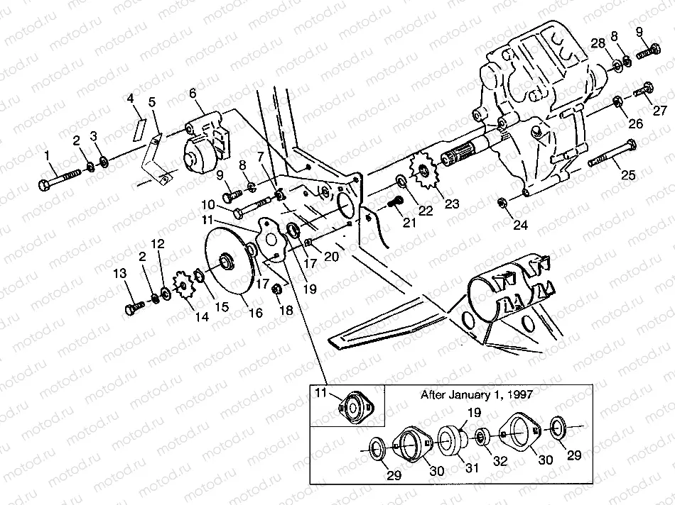 GEARCASE/BRAKE and CHAIN COVER MOUNTING XPLORER 400L W97CC38C (4939753975C005) | GEARCASE/BRAKE and CHAIN COVER MOUNTING XPLORER 400L W97CC38C (4939753975C005)