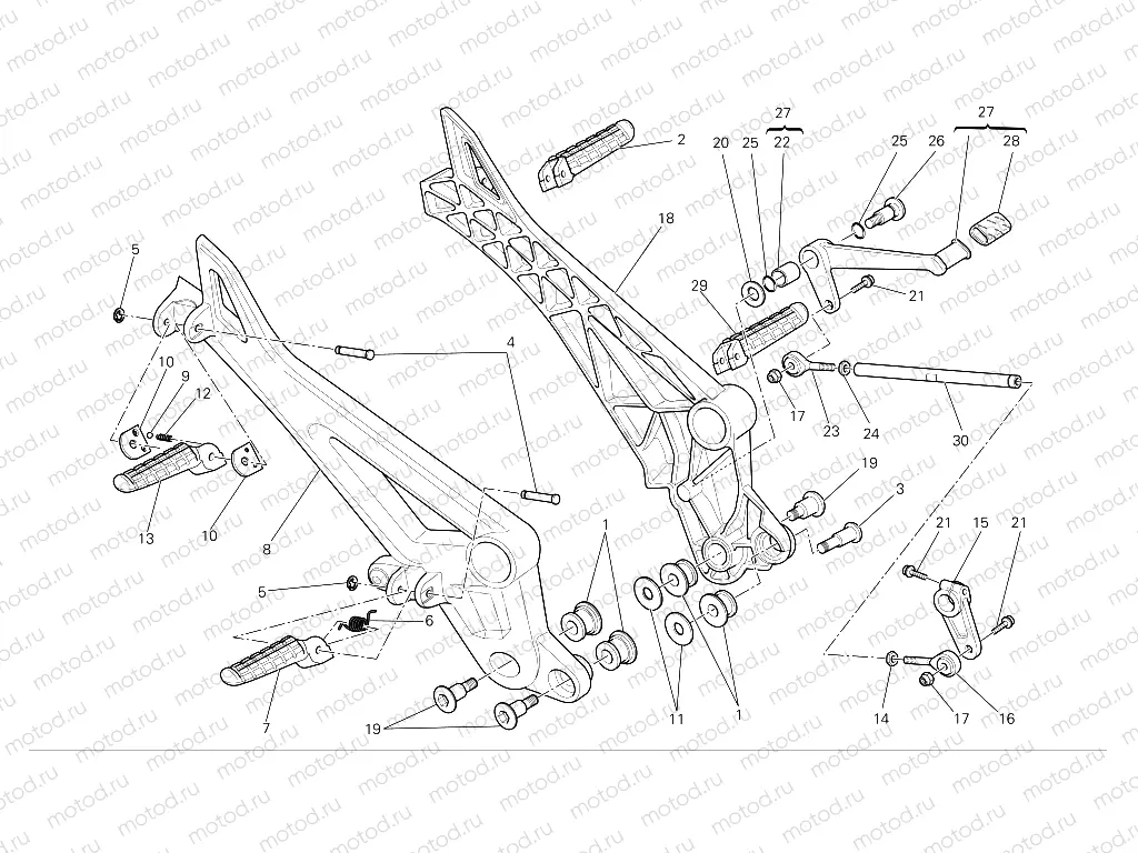 Gearchange lever - footrest