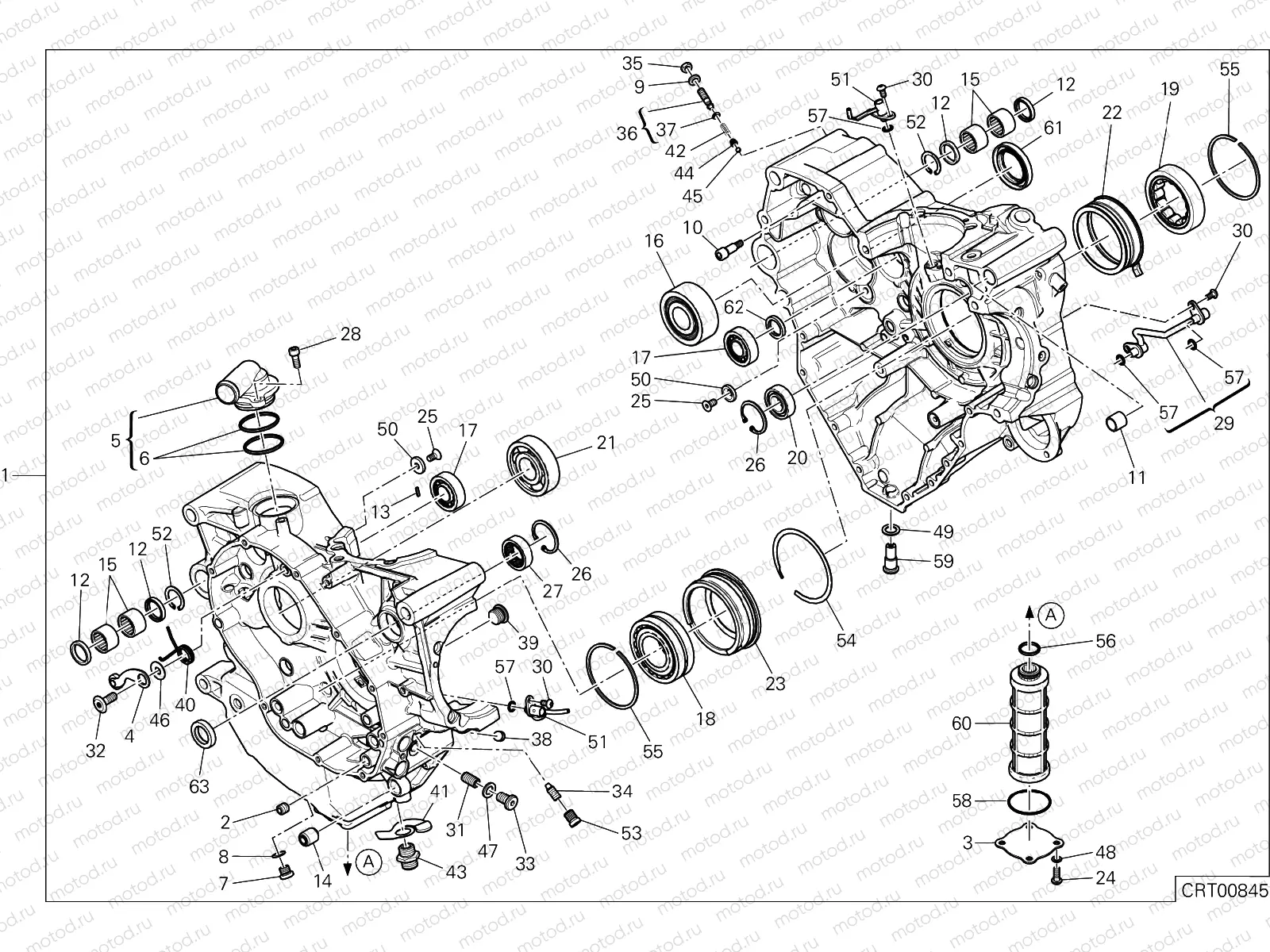 HALF-CRANKCASES PAIR