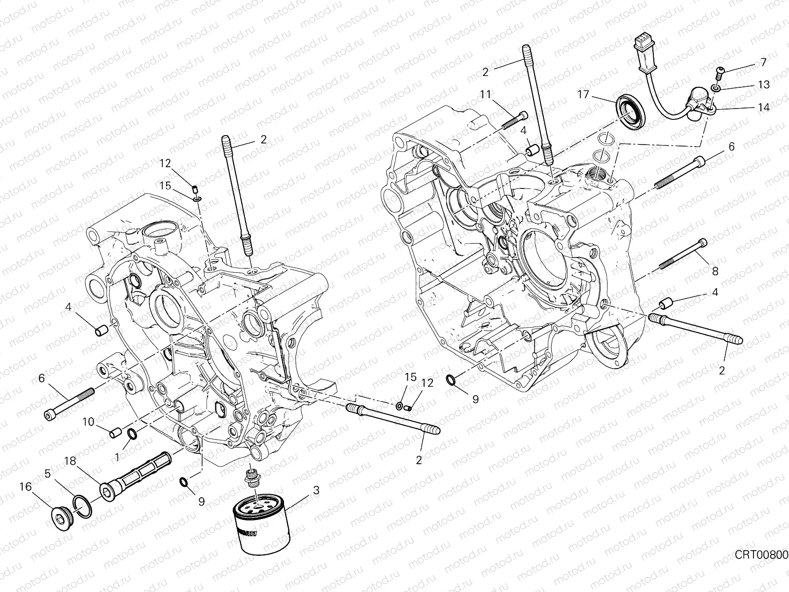 HALF-CRANKCASES PAIR