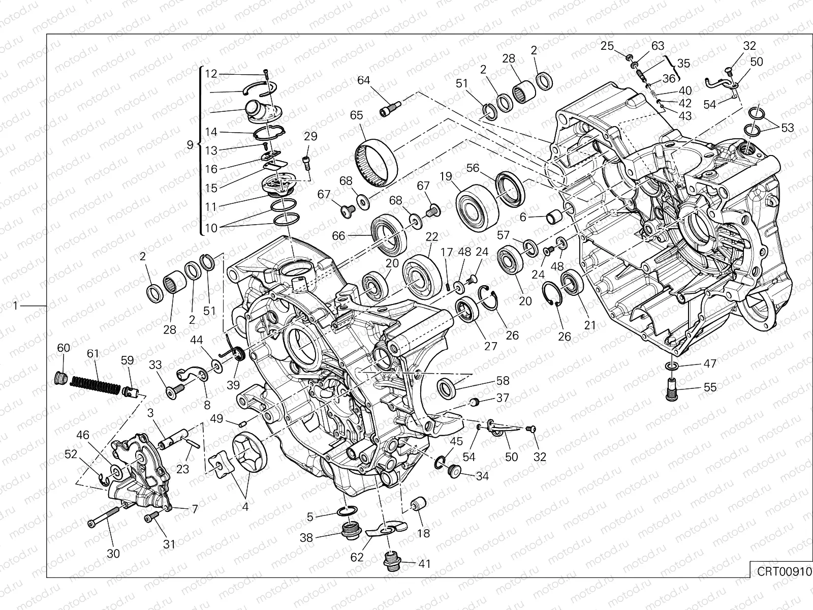 HALF-CRANKCASES PAIR