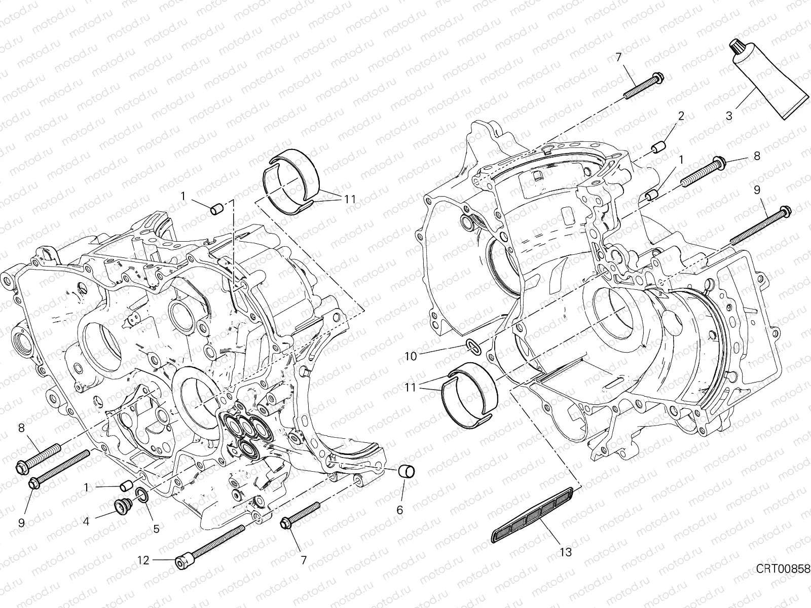 HALF-CRANKCASES PAIR