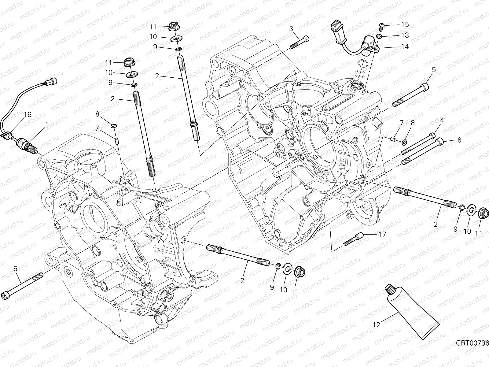 HALF-CRANKCASES PAIR [MOD:M 1200R]
