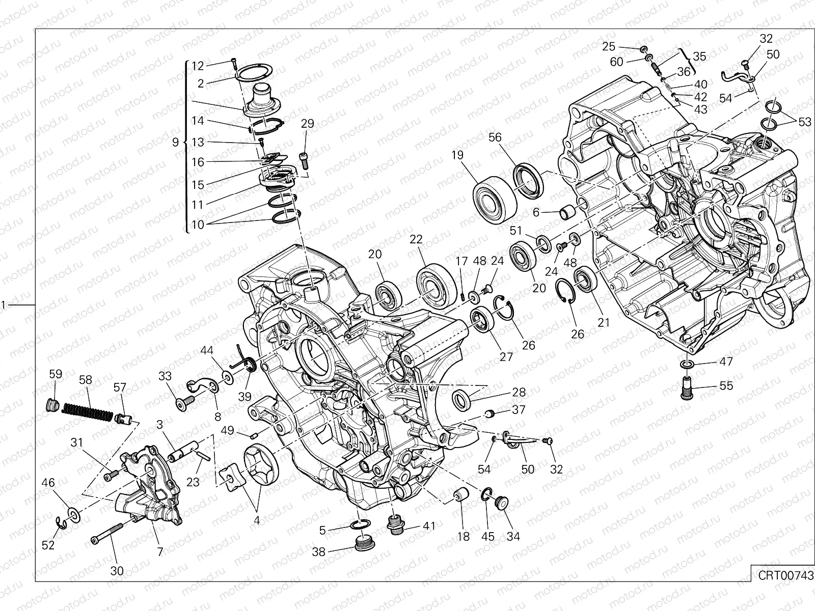 HALF-CRANKCASES PAIR [MOD:M821 STR]