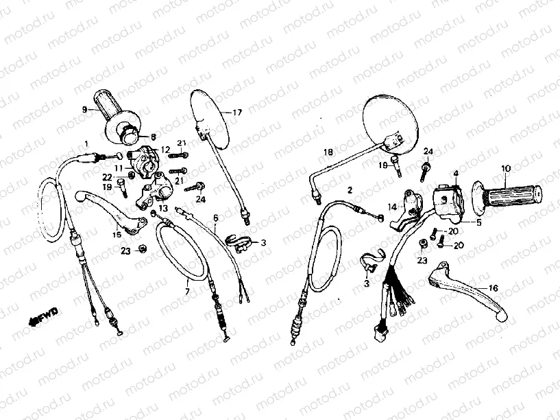 Handle lever, cable & switch