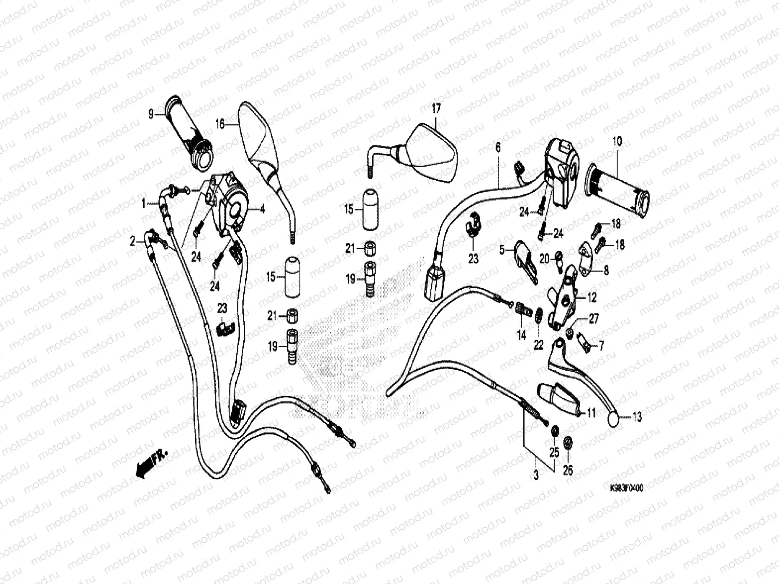 HANDLE LEVER, SWITCH, CABLE & MIRROR