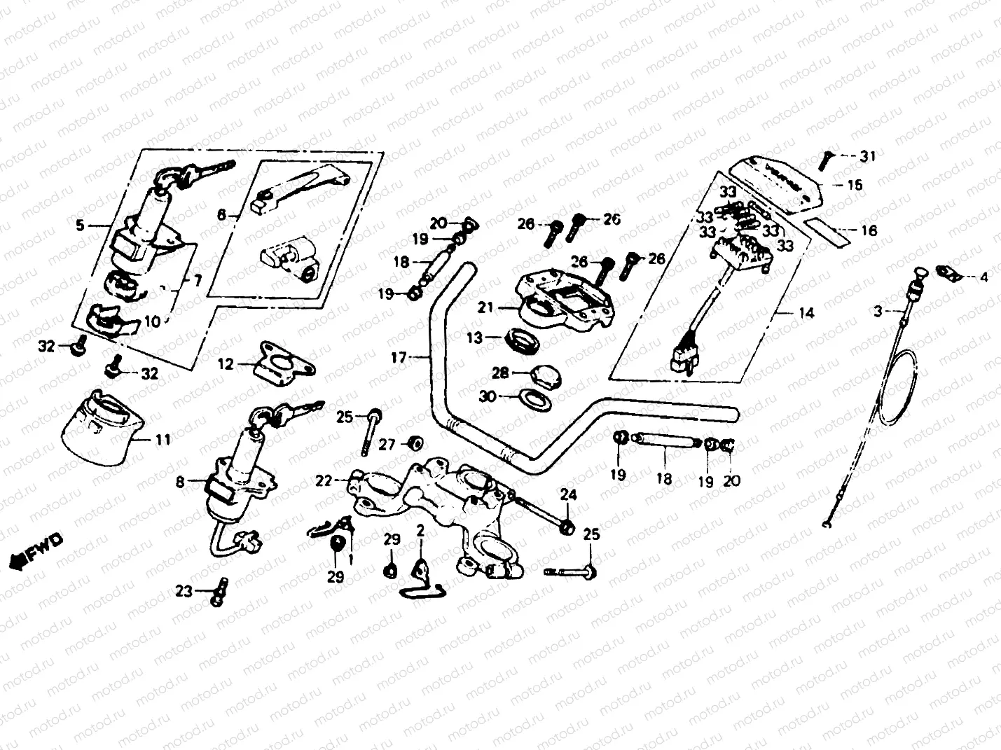 Handle pipe, top bridge & key set