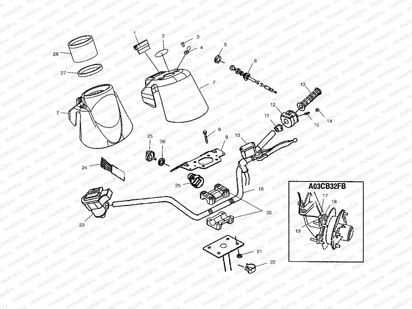 HANDLEBAR - A03CD32AA/AB/AC/FB (4975217521B14) | HANDLEBAR - A03CD32AA/AB/AC/FB (4975217521B14)