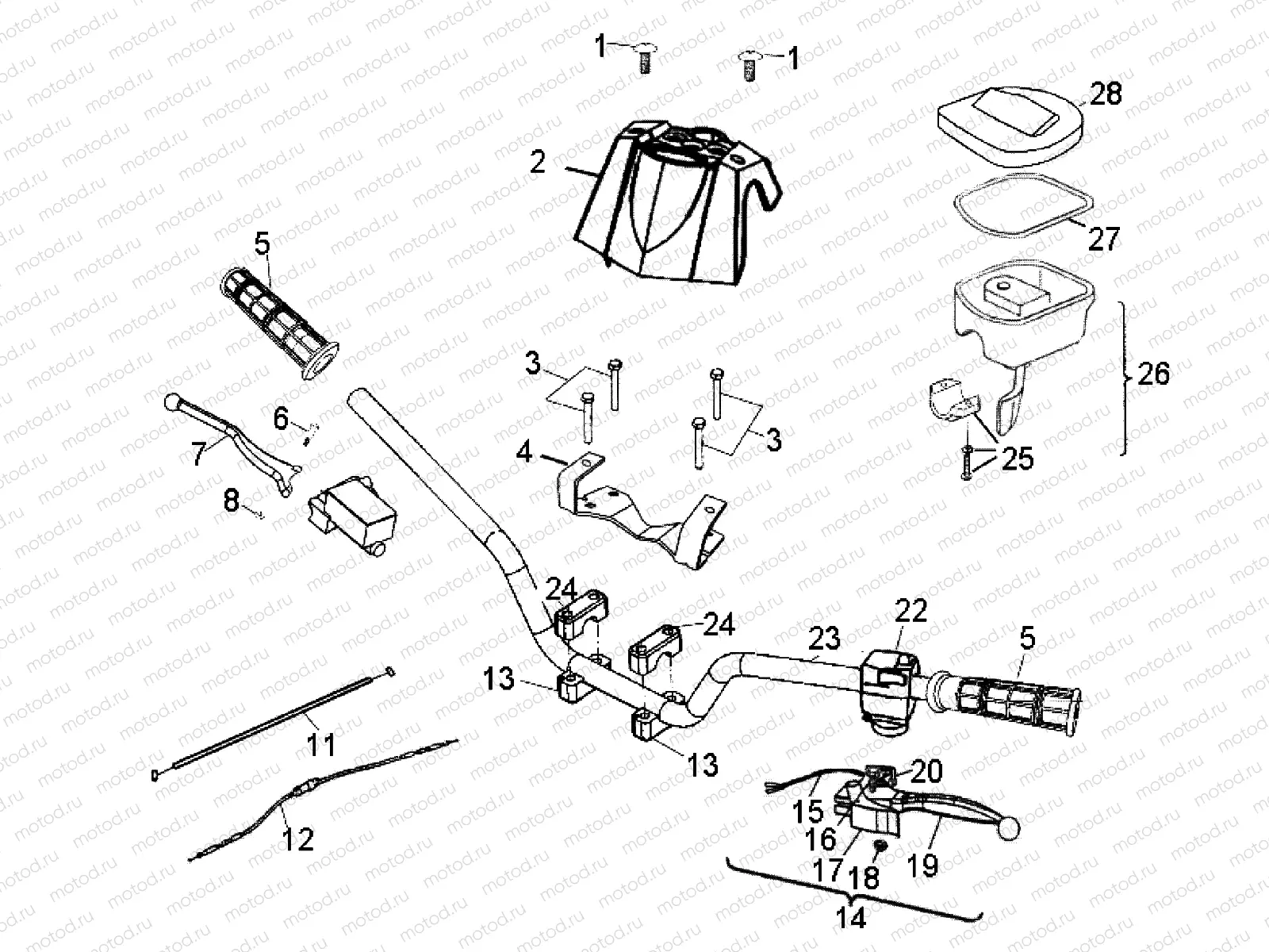 HANDLEBAR - A07SB20AA (49ATVHANDLEBAR07SAW) | HANDLEBAR - A07SB20AA (49ATVHANDLEBAR07SAW)