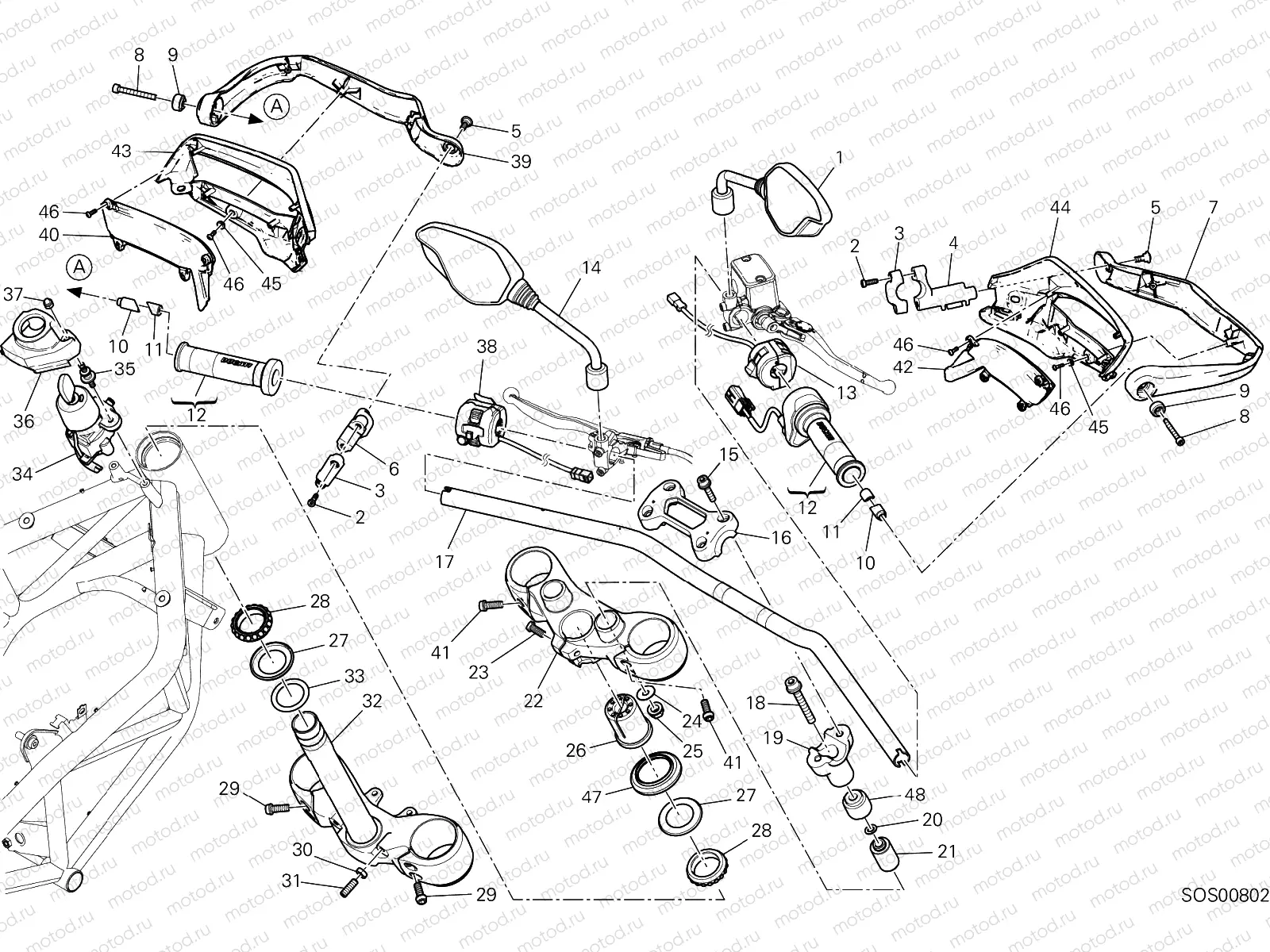 HANDLEBAR AND CONTROLS [MOD:HY939STR]