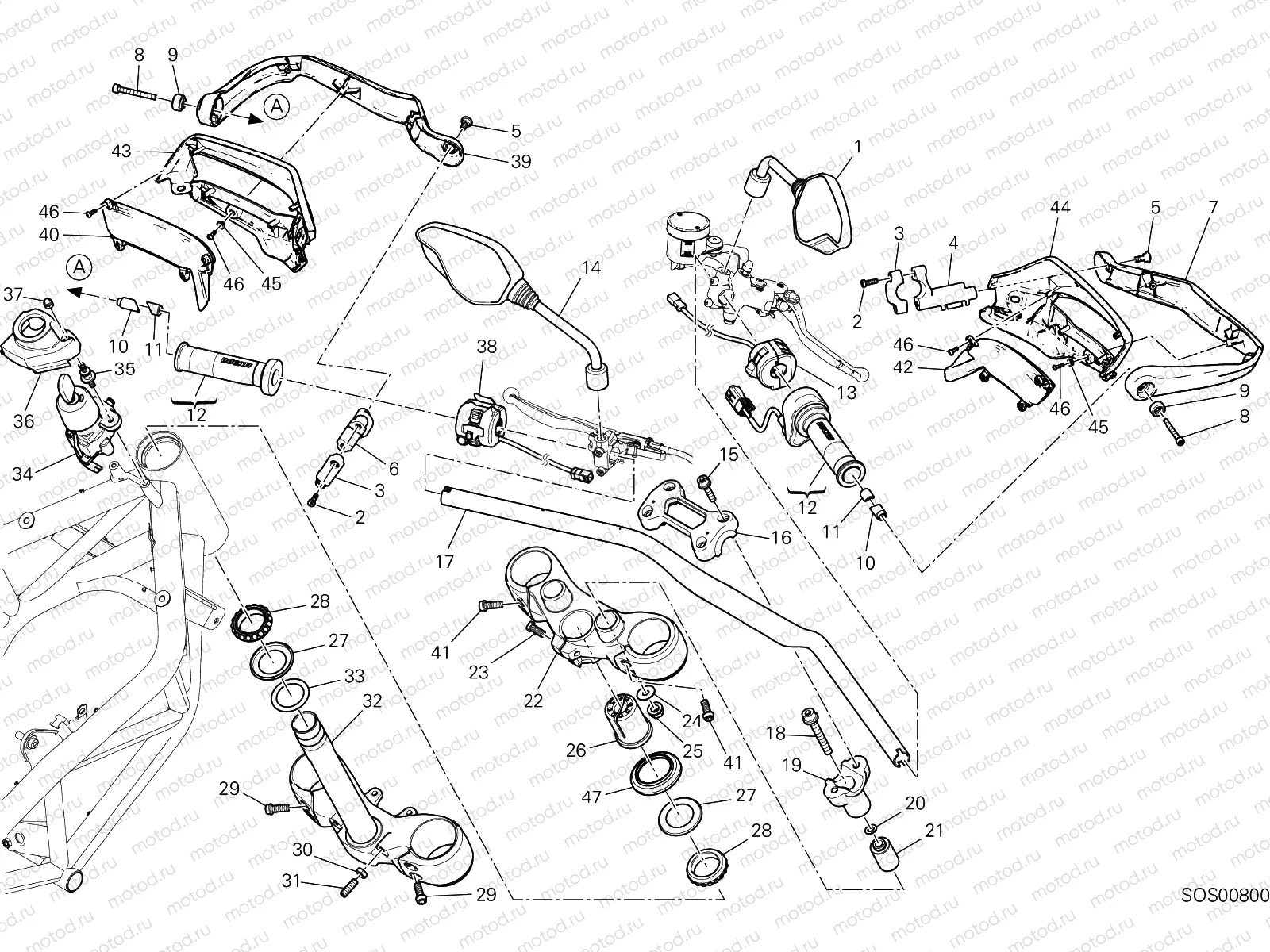 HANDLEBAR AND CONTROLS [MOD:HYM939SP]