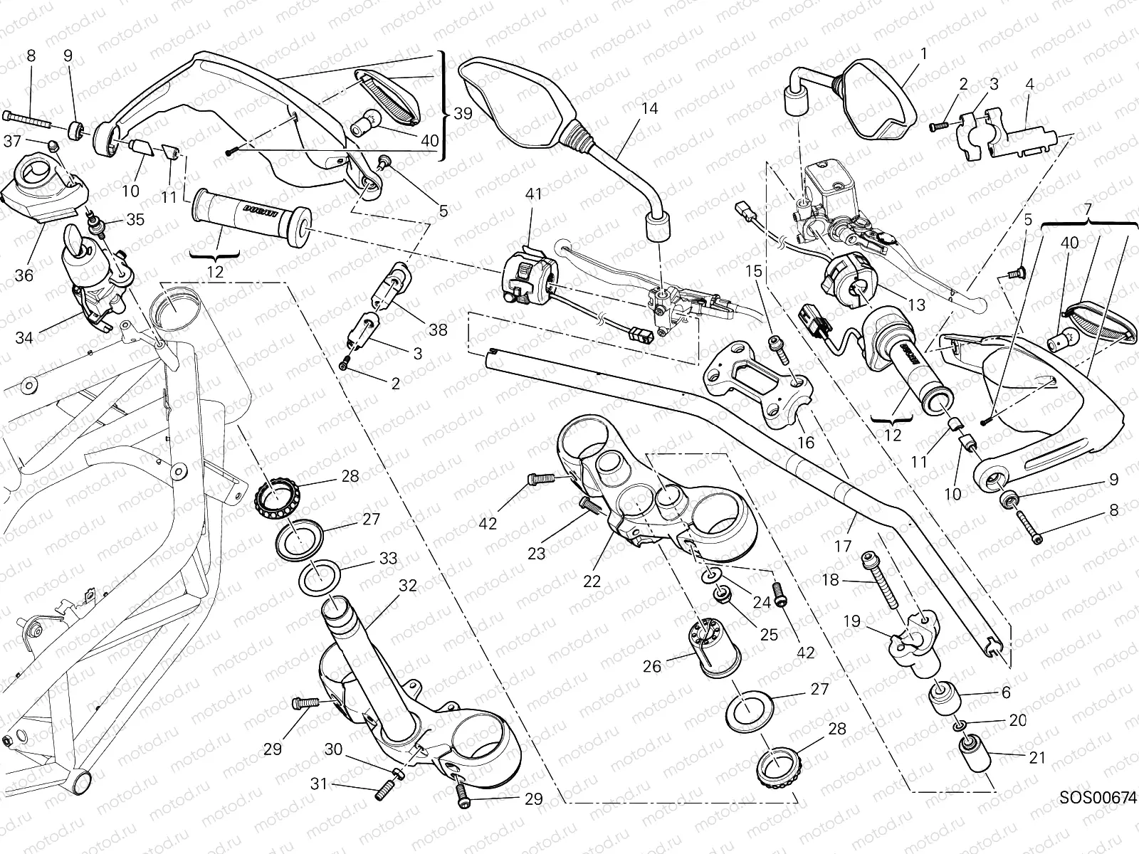 HANDLEBAR AND CONTROLS [MOD:HYP STR;XST:AUS,EUR,FRA,JAP,TWN]