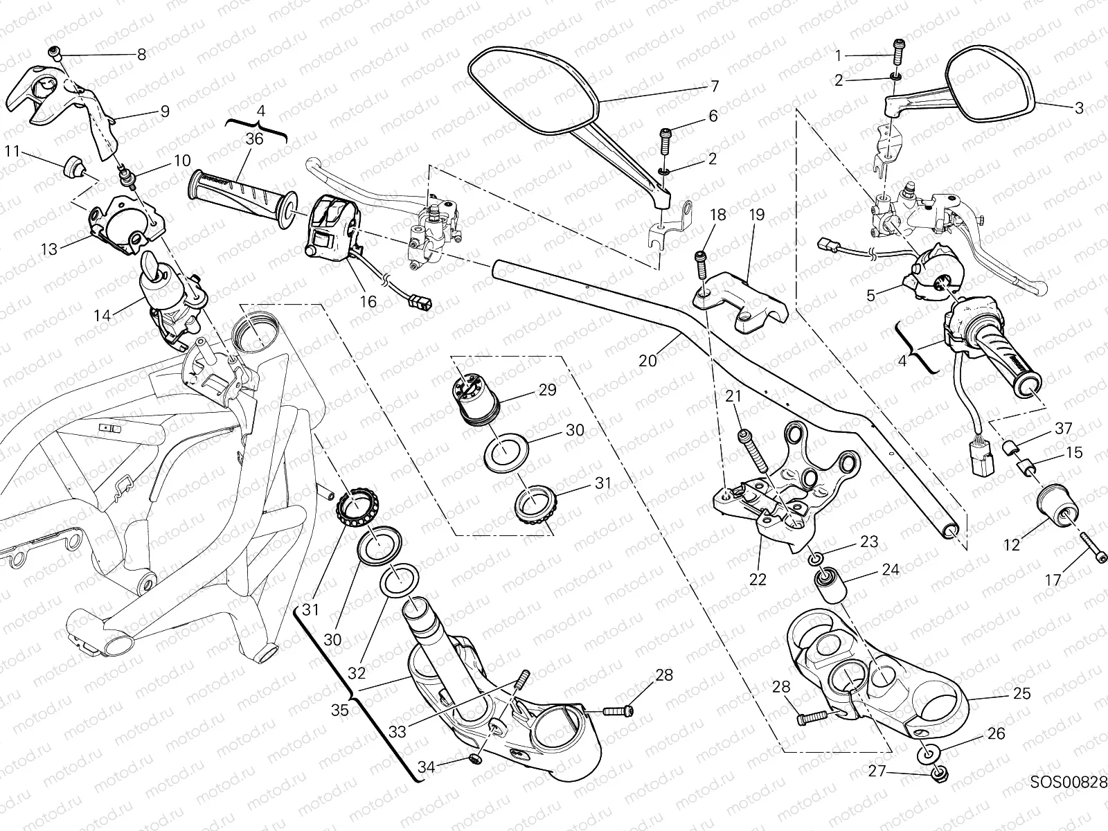 HANDLEBAR AND CONTROLS [MOD:M 1200S]