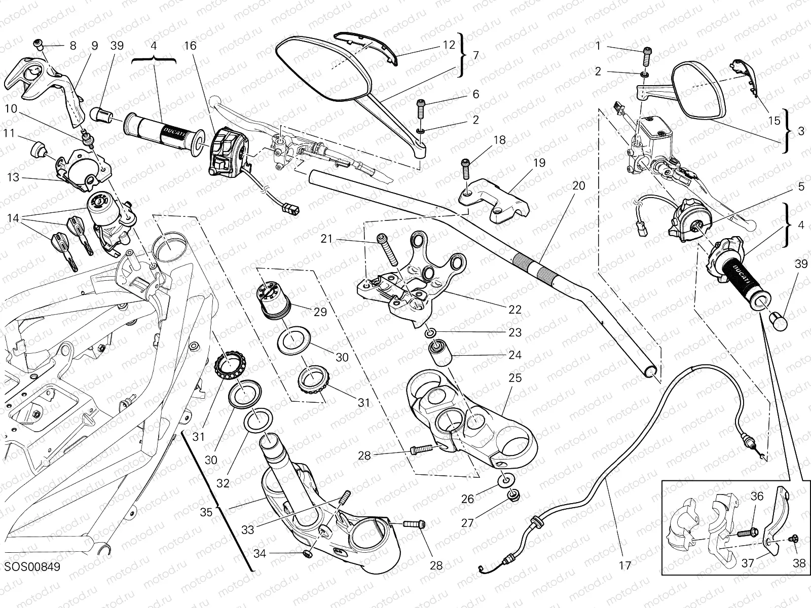 HANDLEBAR AND CONTROLS [MOD:M 797]
