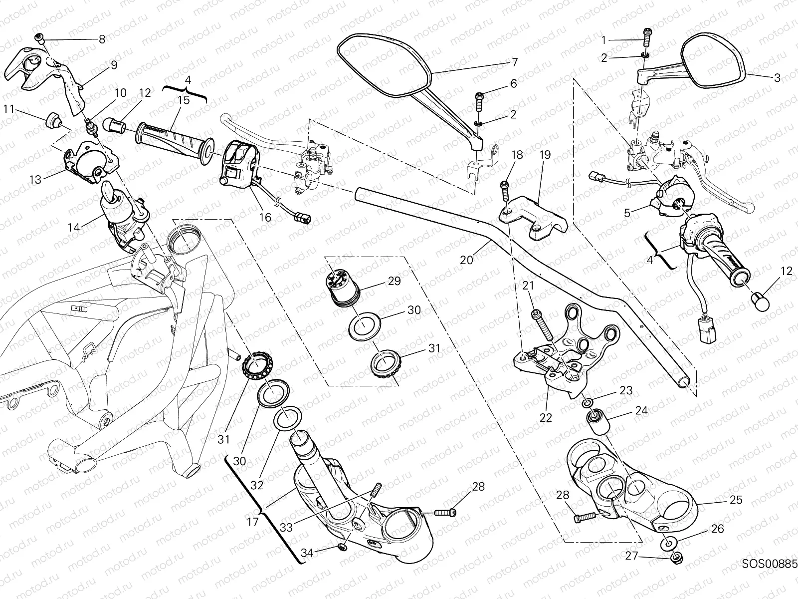 HANDLEBAR AND CONTROLS [MOD:M 821]