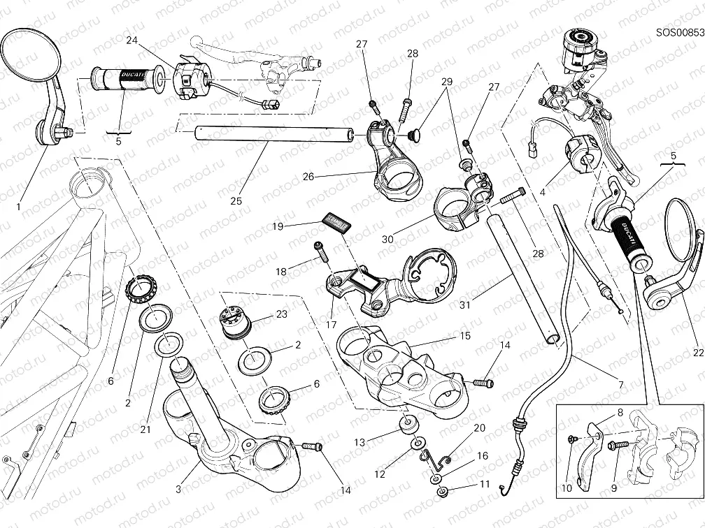 HANDLEBAR AND CONTROLS [MOD:SCR800CR]