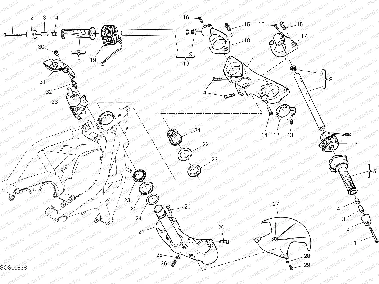 HANDLEBAR AND CONTROLS [MOD:SS 939 S]