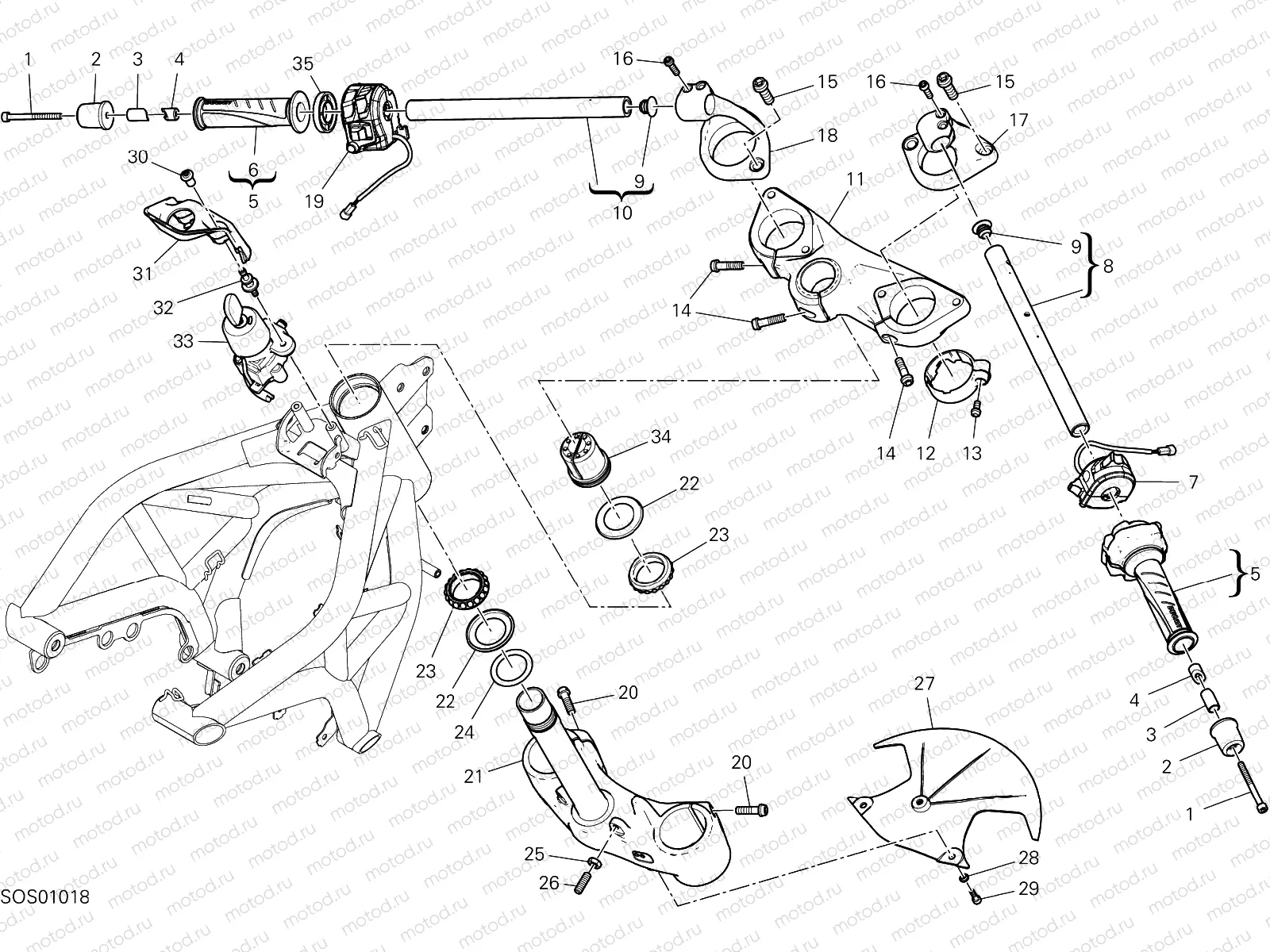 HANDLEBAR AND CONTROLS [MOD:SS 939 S]