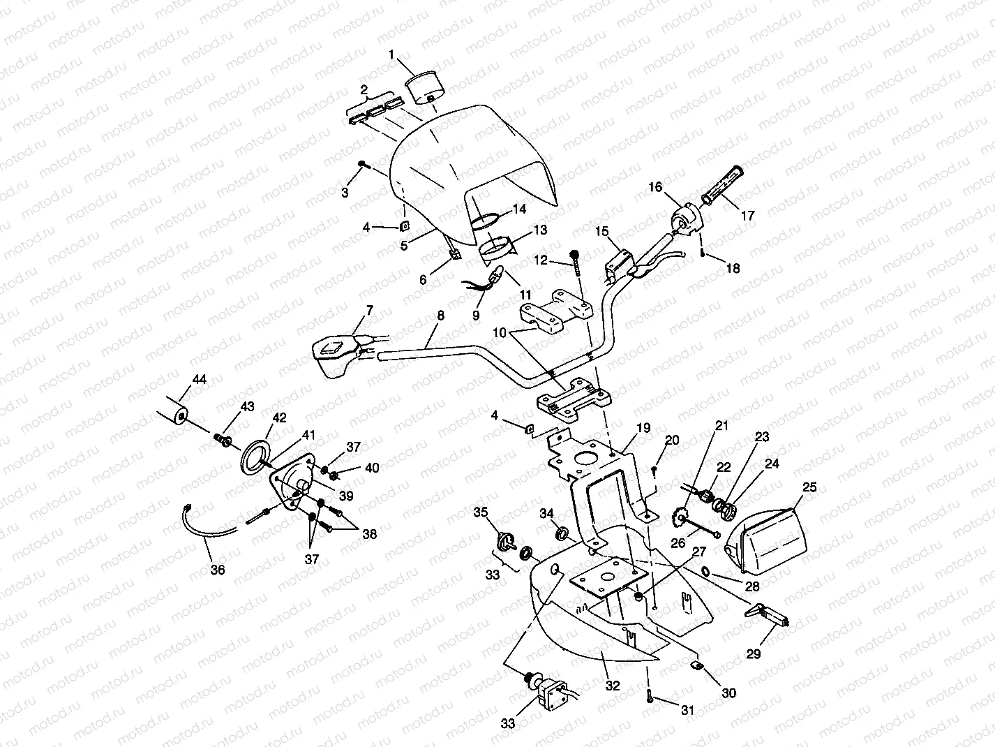 HANDLEBAR and HEADLIGHT POD (400) XPRESS 400 W969540 (4935923592B011) | HANDLEBAR and HEADLIGHT POD (400) XPRESS 400 W969540 (4935923592B011)