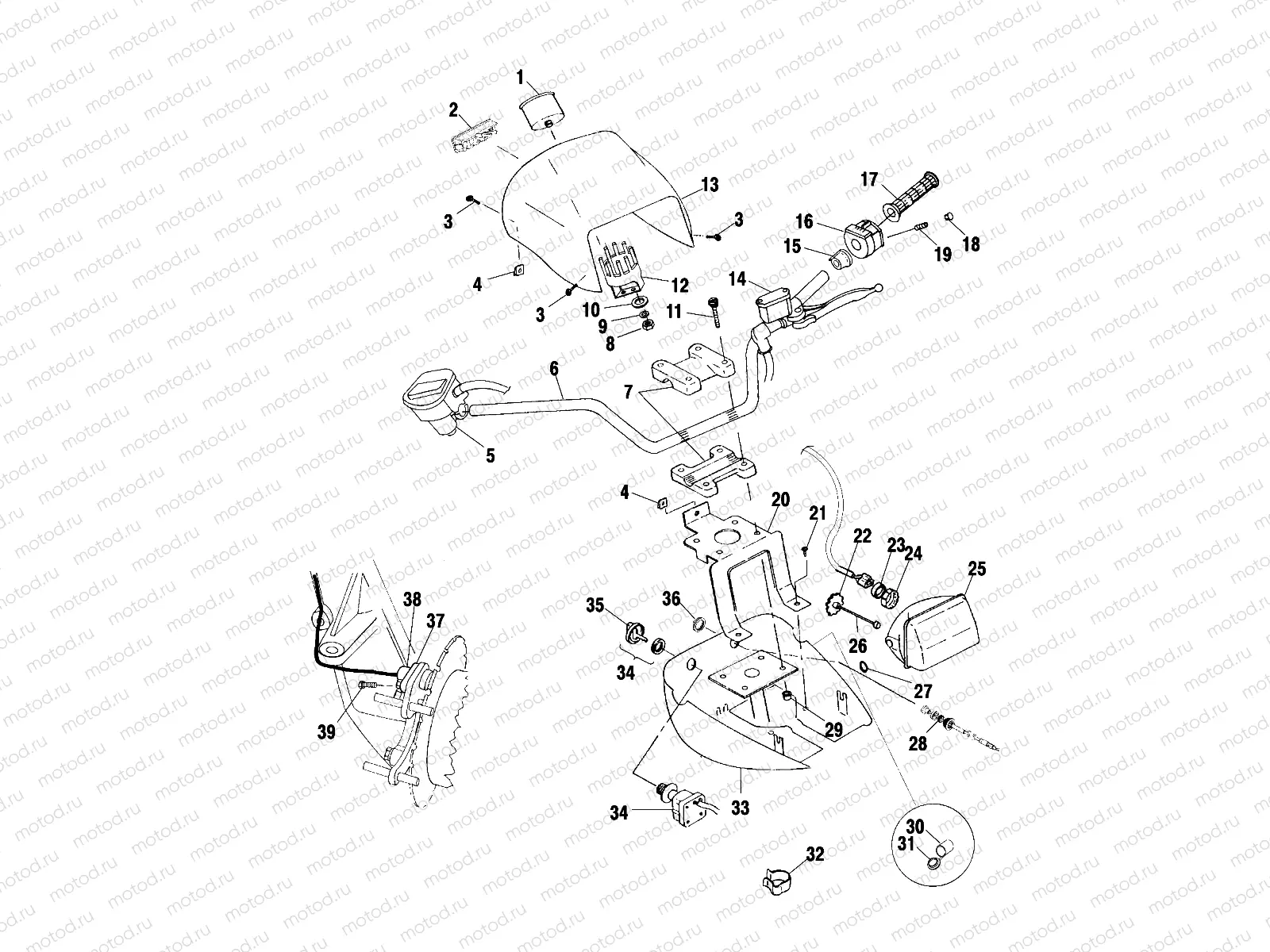 HANDLEBAR and HEADLIGHT POD - A01CH42AA (4964436443B013) | HANDLEBAR and HEADLIGHT POD - A01CH42AA (4964436443B013)