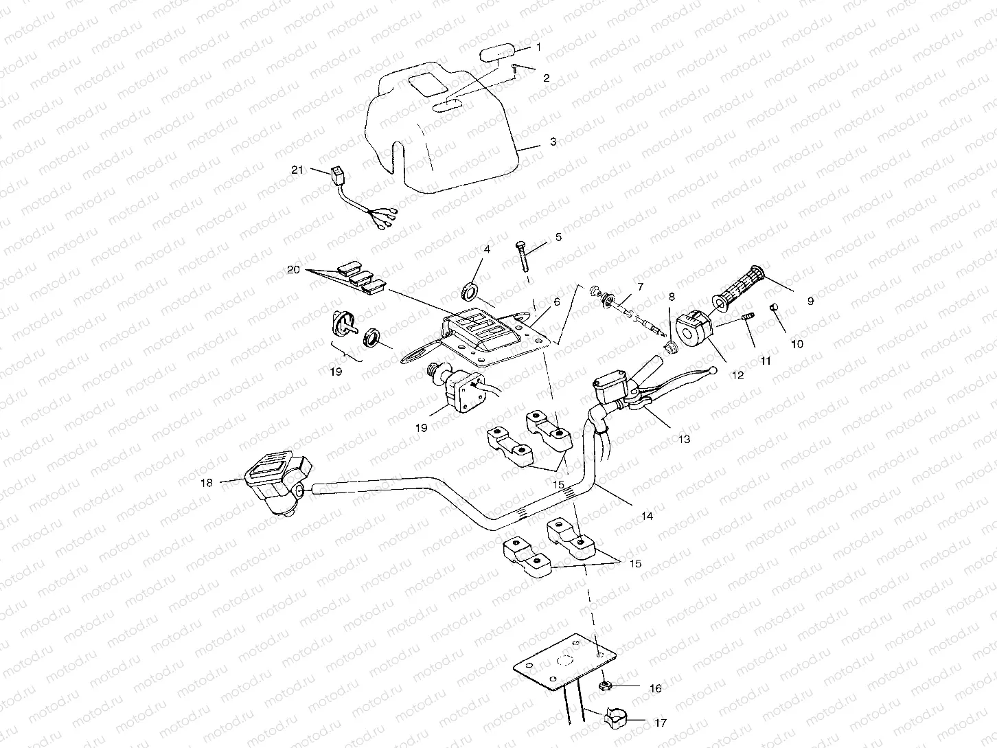 HANDLEBAR and HEADLIGHT POD - A01CK32AA (4964086408B009) | HANDLEBAR and HEADLIGHT POD - A01CK32AA (4964086408B009)