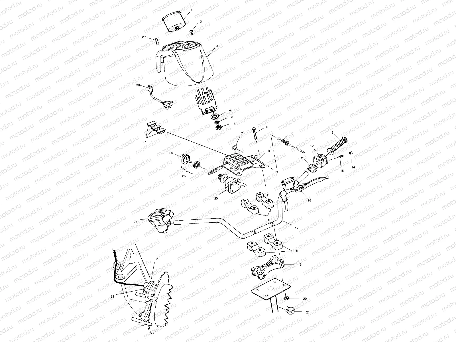 HANDLEBAR and HEADLIGHT POD - A01CK42AA (4964136413B009) | HANDLEBAR and HEADLIGHT POD - A01CK42AA (4964136413B009)