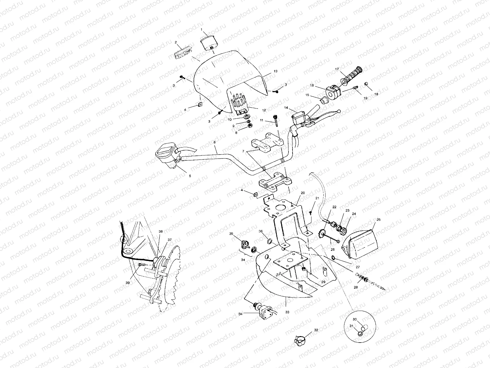 HANDLEBAR AND HEADLIGHT POD - A02CH42AA (4968536853C01) | HANDLEBAR AND HEADLIGHT POD - A02CH42AA (4968536853C01)