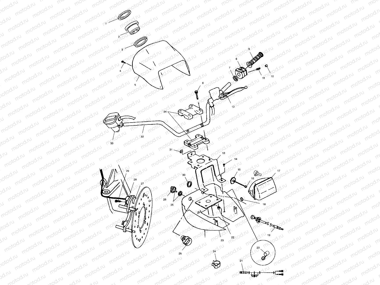 HANDLEBAR AND HEADLIGHT POD - A02CH68AA/AB/AC/CA/CB (4966346634B13) | HANDLEBAR AND HEADLIGHT POD - A02CH68AA/AB/AC/CA/CB (4966346634B13)