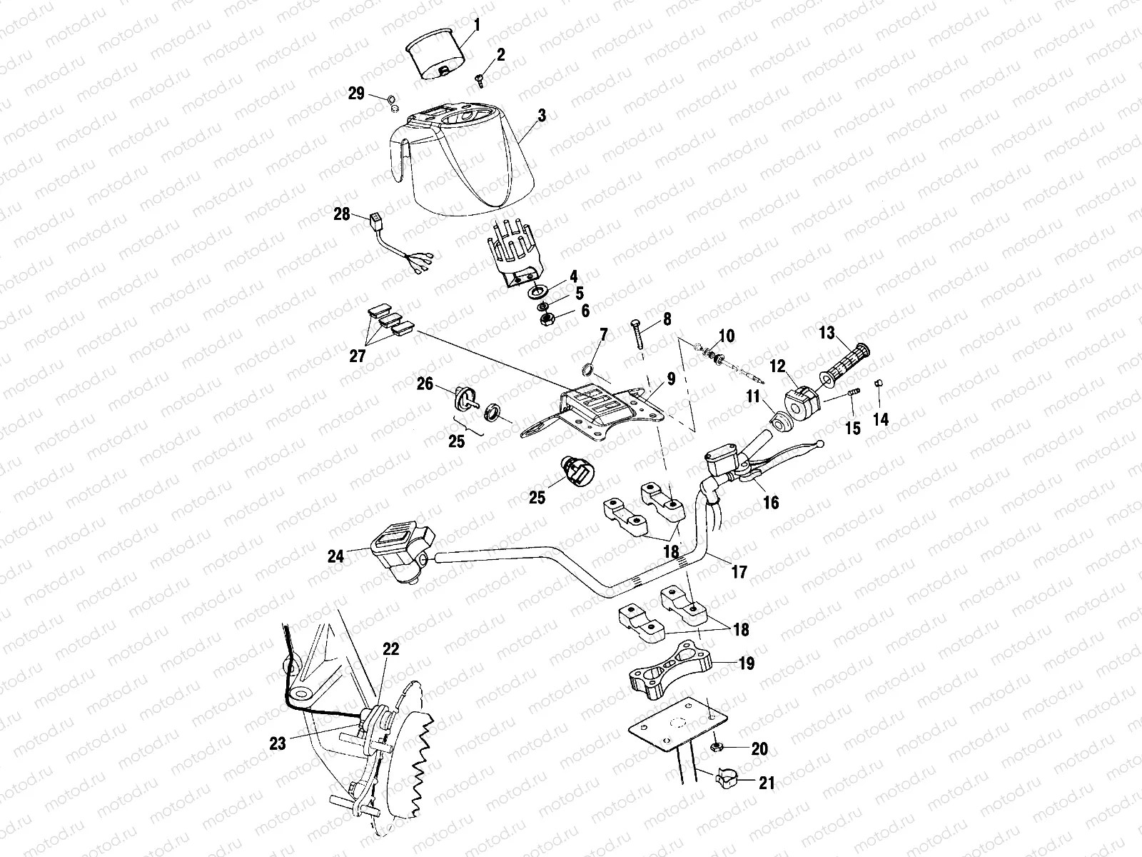 HANDLEBAR and HEADLIGHT POD - A02CK42AA/AB (4970327032B09) | HANDLEBAR and HEADLIGHT POD - A02CK42AA/AB (4970327032B09)