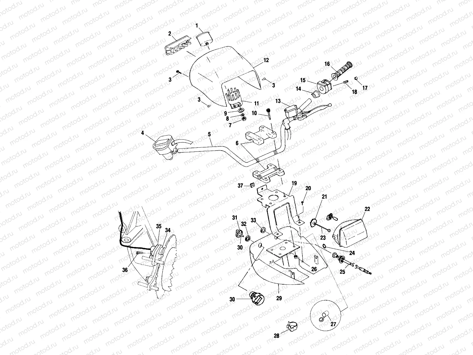 HANDLEBAR and HEADLIGHT POD - A02CL50AA/DA (4967986798D01) | HANDLEBAR and HEADLIGHT POD - A02CL50AA/DA (4967986798D01)