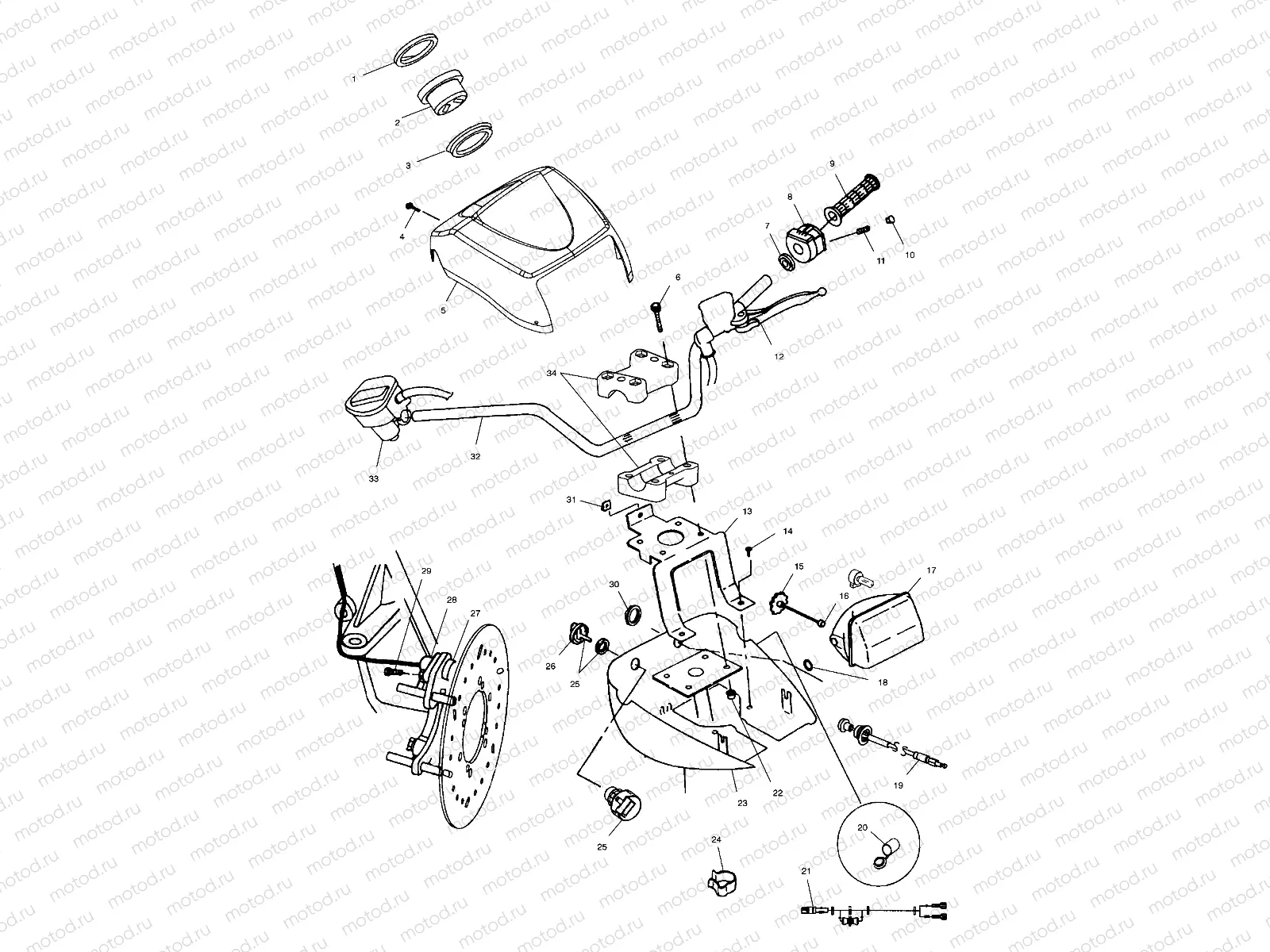 HANDLEBAR AND HEADLIGHT POD - A04CH42AA/AE/AG (4986068606C01) | HANDLEBAR AND HEADLIGHT POD - A04CH42AA/AE/AG (4986068606C01)