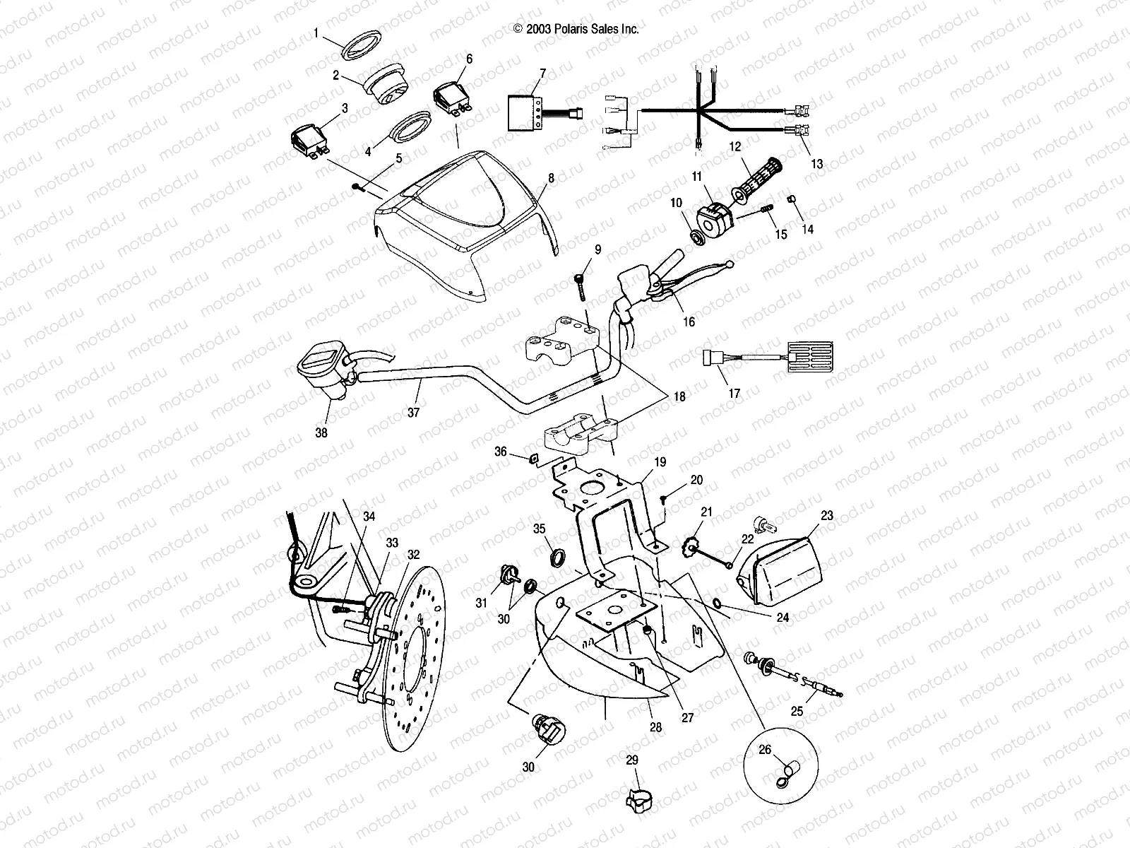 HANDLEBAR AND HEADLIGHT POD - A04CH42AQ/AR/AS/AT/AV (4987258725C01) | HANDLEBAR AND HEADLIGHT POD - A04CH42AQ/AR/AS/AT/AV (4987258725C01)